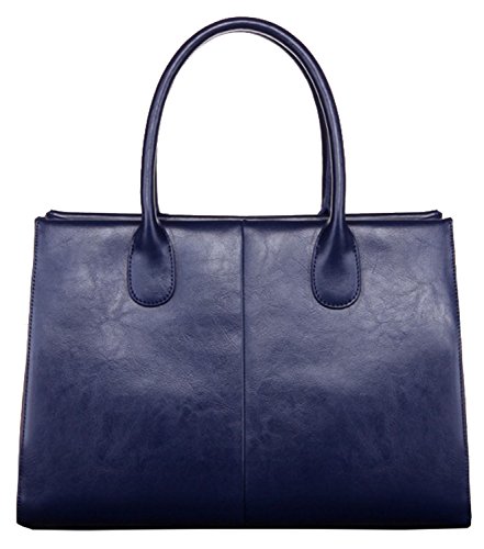 Heshe Lady’s Fashion Simple Style 100% Genuine Leather Top Handle Tote Shoudler Bag Messenger Purse Handbag for Women