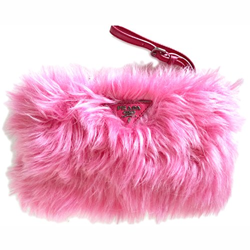 Prada Handbag 1N1530 Eco Pelliccia Faux Fur Wristlet Clutch Bag Purse