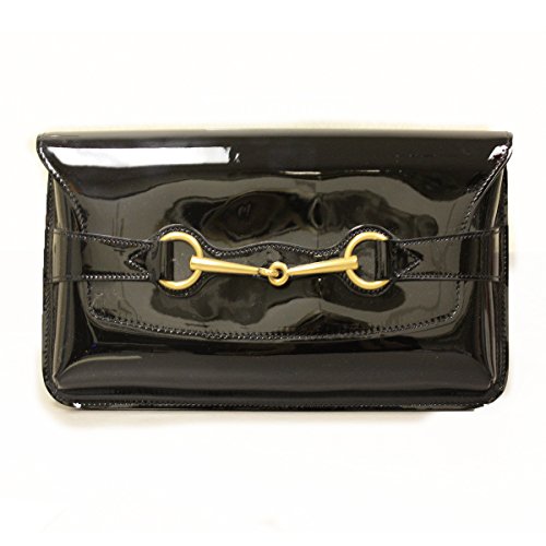 Gucci Horsebit Black Patent Leather Clutch Bag 317638