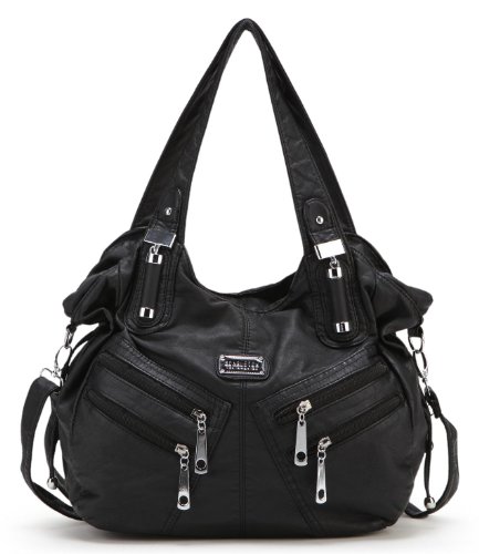 Scarleton Front Zippers Washed Shoulder Bag H1476