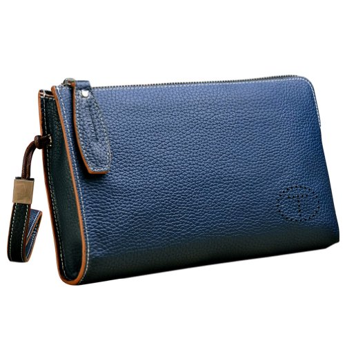 Teemzone Genuine Top Leather Business Crard Cash Holder Wrist Clutch Bag Handbag