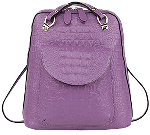 Heshe New Lady’s Genuine Leather Casual Backpack Shoulder Bag School Bag Satchel Purse Handbag for Women