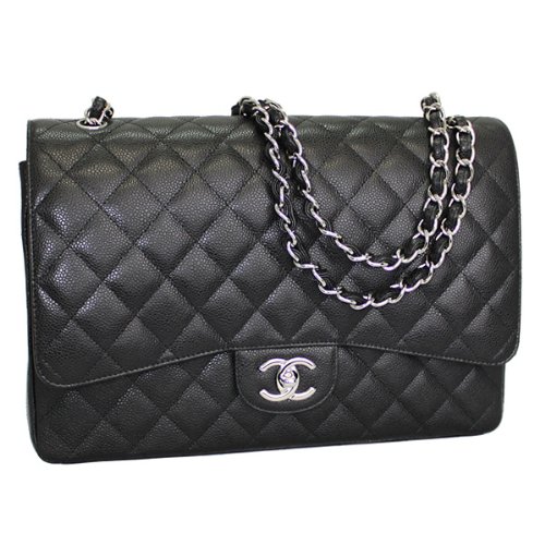 CHANEL Women’s Caviar Quilted Leather Chain Shoulder Bag Black A58601