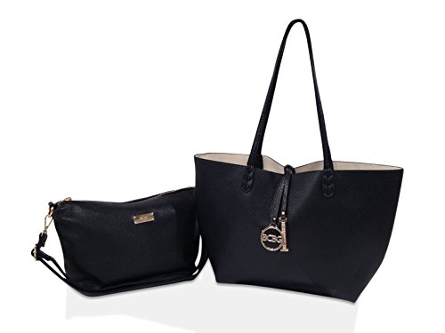 BCBG PARIS Handbag Convertible reversible Bag Black/Off White,Stylish Bag, Regular Size, 2014/2015 Collection[Apparel],Available on different Colors