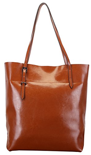 Heshe New Lady’s Genuine Leather Casual Vinatge Top Handle Tote Shoulder Bag Satchel Purse Handbag for Women