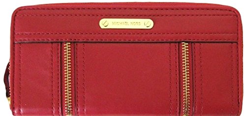 Michael Kors Dark Red Leather Zip Around Continental Moxley Wallet
