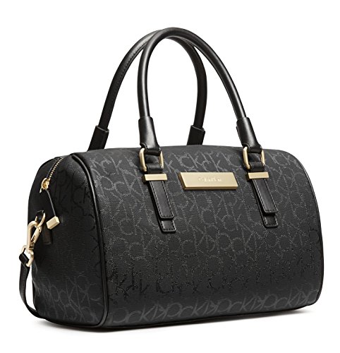 Calvin Klein Jordan Sleek Satchel Signature Handbag Black Tint