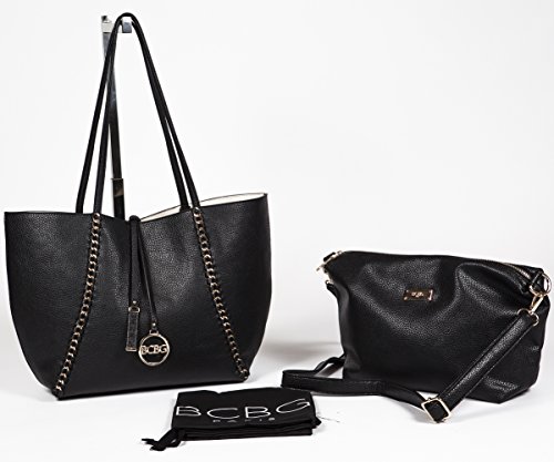 BCBG PARIS Handbag Convertible Reversible Chain Bag BLack/Off White,Stylish Bag, Regular Size, 2014/2015 Collection[Apparel],Available on different Colors