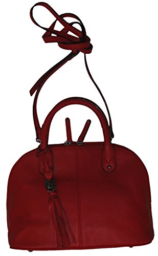 Tignanello Women’s Small Genuine Pebble Leather, Mini Dome Tote Handbag, Tomato Red