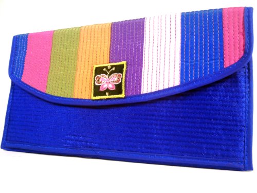 Wallet by WiseGloves Rainbow Blue Fabric Wallet Bag Clutch Purse Tote Handbag