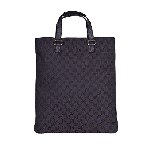 Gucci Women’s Dark Brown Canvas Leather Trimmed Guccissima Print Tote Handbag Bag