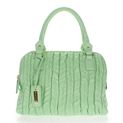 Paolo Masi Italian Made Mint Green Quilted Lamb Leather Designer Tote Handbag Purse