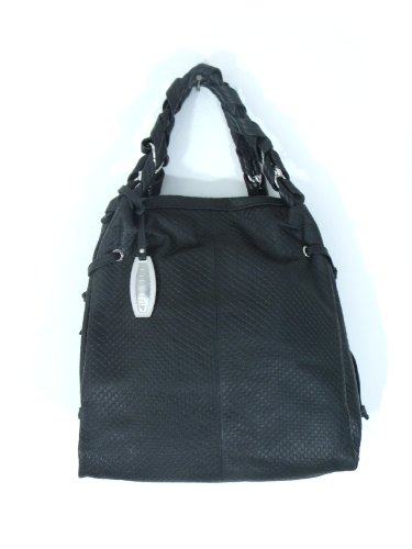 NICOLI Black Designer Italian Leather Handbag Purse Tote Bag