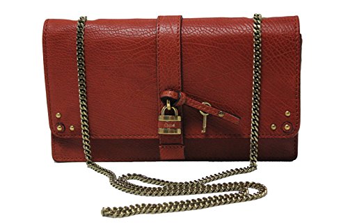Chloe Red Aurore Leather Wallet on a Chain Cross-Body, Clutch, Red Blush