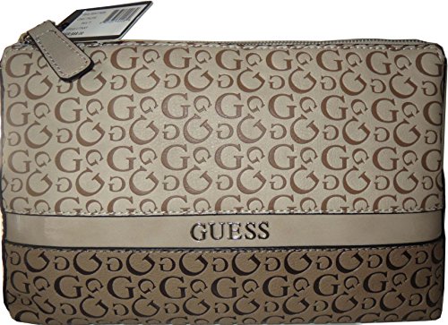 Guess LITANY Evening Bag Pouch Handbag Embossed Beige