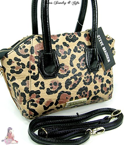 Steve Madden Purse Satchel Crossbody Mini Hand Bag Leopard Animal Print