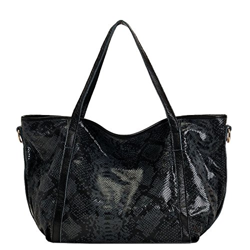Heshe Ladies Europe Style Leopard Print Genuine Leather Soft Purse Tote Hobo Cross Body Shoulder Bag Handbag New Year Gift