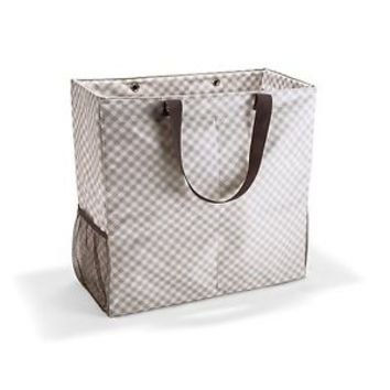 Thirty One Taupe Gingham Room for Two 2 Utility Tote Bag Extra Tall
