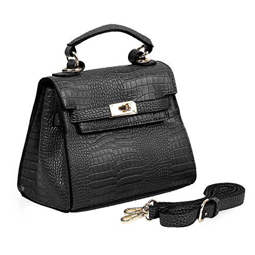 BMC Womens PU Leather Faux Snakeskin Texture Mini Satchel Handle Fashion Handbag