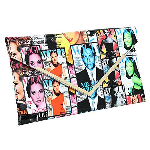 Multi Color Vogue Magazine Celebrity Fashion Clutch Bag