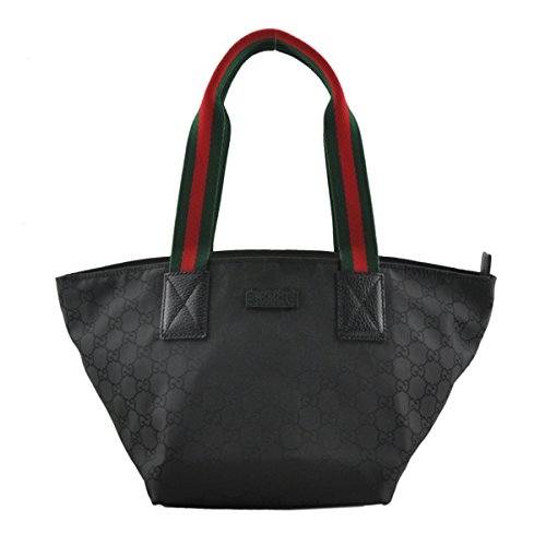 Gucci Nylon and Leather GG Logo Black Web Tote Bag 374433