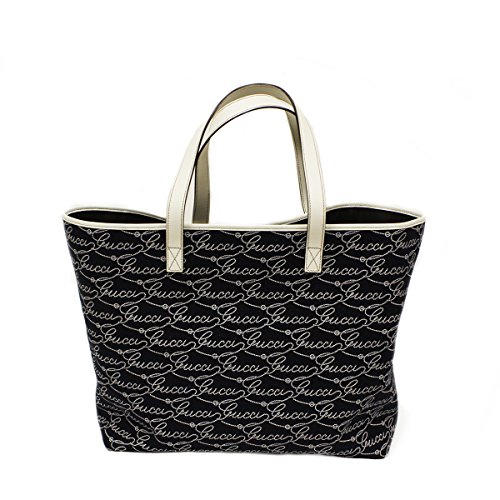 Gucci Lasso Navy Blue Denim and Leather Open Tote Bag 257245