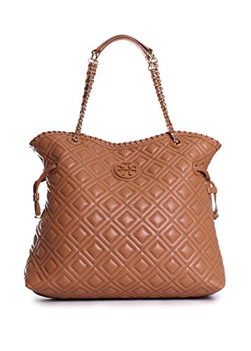 Tory Burch Marion Quilted Slouchy Tote in Tiger’s Eye