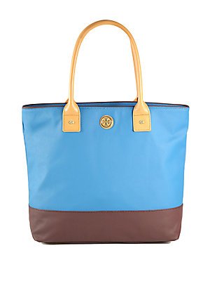 Tory Burch Dipped Canvas Jaden Tote in Electric Eel & Coconut