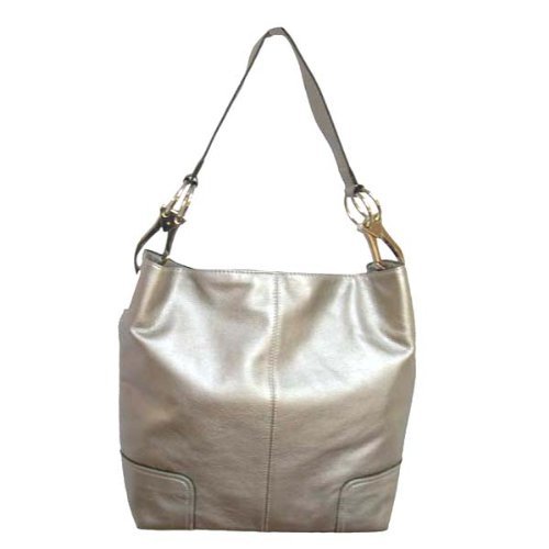 Classic Tall Lg TOSCA Hobo Shoulder Handbag Metallic Brown Silver Buckles Italy