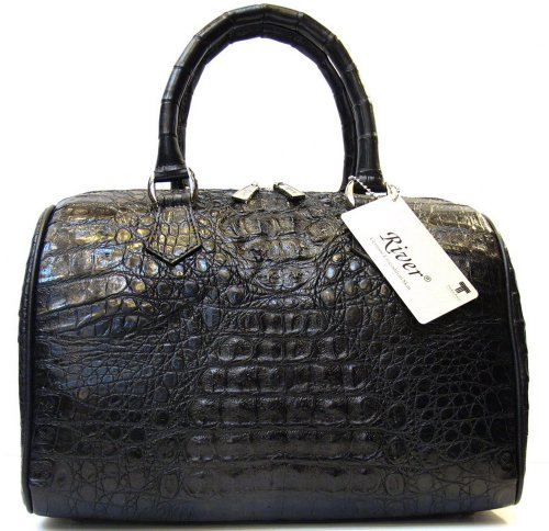 100% Genuine Crocodile Leather Handbag Clutch Bag Purse Black River Brand New