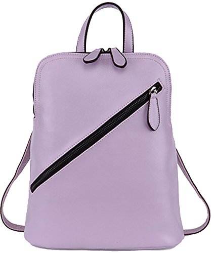 Heshe Women Soft Genuine Leather Candy Color Multipurpose Backpack Handbag Shoulder Bag School Bag for Office Lady All Seasons