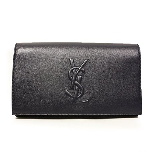 Yves Saint Laurent Ysl Belle De Jour Navy Leather Large Clutch Bag