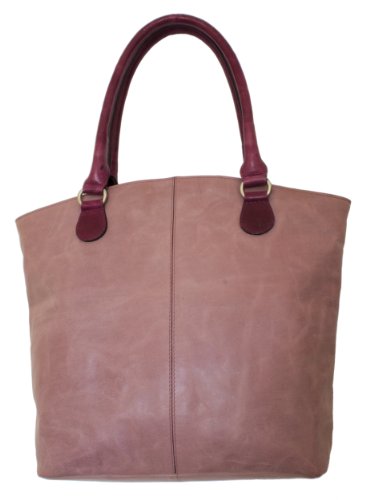 Varano Women Designer Genuine Leather Fuschia Pink Tote Handbag Shoulder Bag