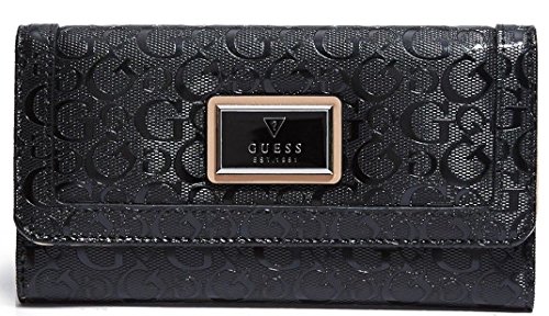 Guess Logo Glazed Clutch Bag Wallet, Black