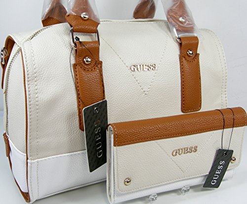 Guess G Logo Purse Satchel Bag & Checkbook Wallet Set 2 Piece Matching Cream