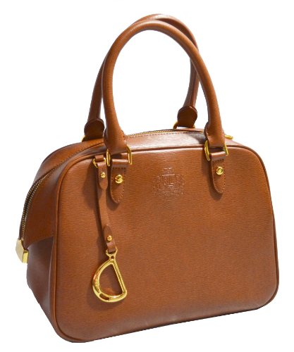 Ralph Lauren Leather Sloan Street Dome Satchel Tote Bag Handbag Purse Tan