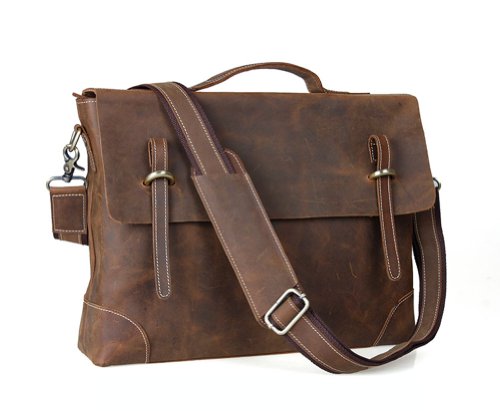 Kattee Genuine Leather Messenger Bag Tote, Leisure 15 Inch Laptop Briefcase