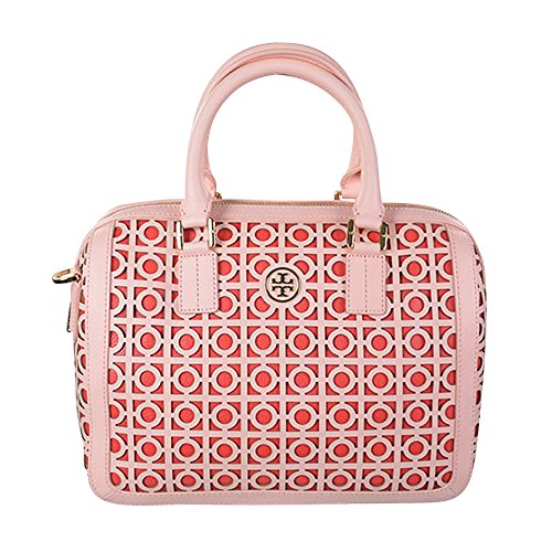 Tory burch Kelsey Middy Satchel Pink Shell Poppy Red