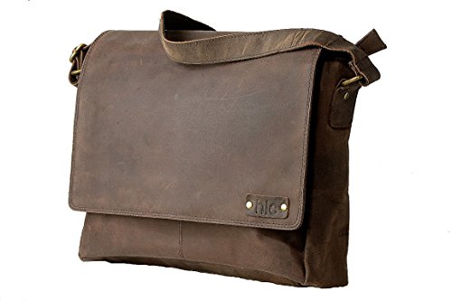 Handolederco. Leather Messenger Laptop Satchel Men’s Bag Unisex Leather Satchel Flapover Shoulder Bag for Laptop