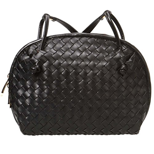 BMC Womens PU Faux Leather Small Woven Wallet Purse Fashion Shoulder Handbag