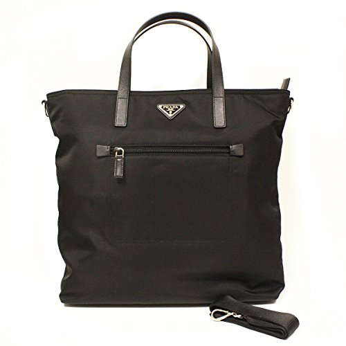 Prada B2530T Prada Nero Tessto Black Nylon and Leather Shopping Tote Bag