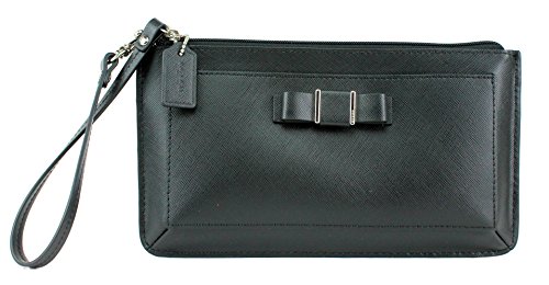 Coach Darcy Bow Large Black Saffiano Leather Wristlet