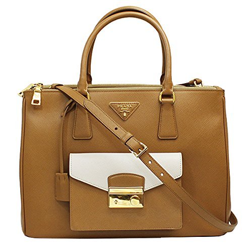 Prada Women’s Camel Saffiano Leather Tote Bag W/strap Bn2674