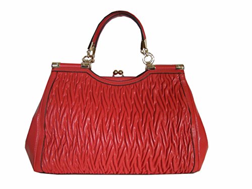 Coach Madison Leather Gathered Twist Carrie Satchel Bag 27681 Love Red