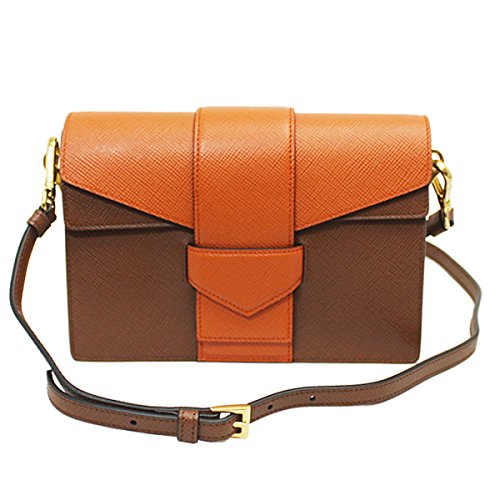 PRADA Women’s Saffiano Leather Shoulder Bag Bi-Color Bt0966
