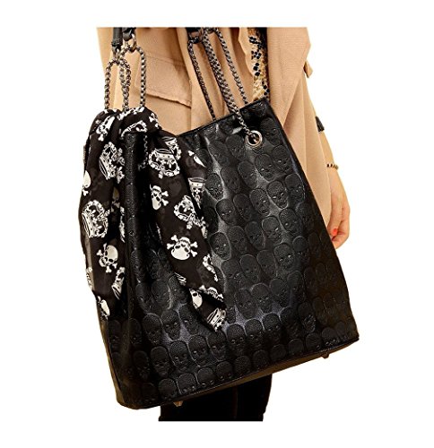 Micom Womens Skull Print Pu Hobo Tote Shoulder Bag Lash Package Handbag