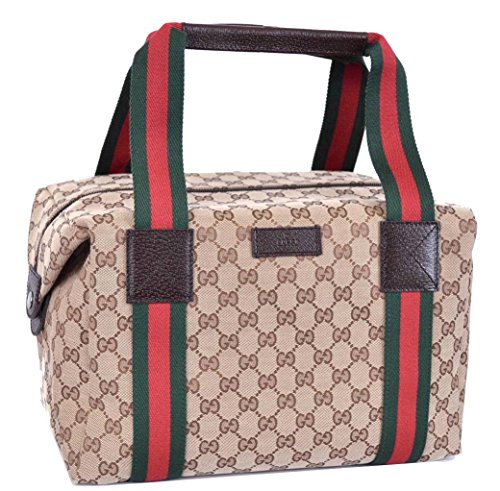 Gucci 235135 GG Red Green Web Small Boston Travel Bag Duffel