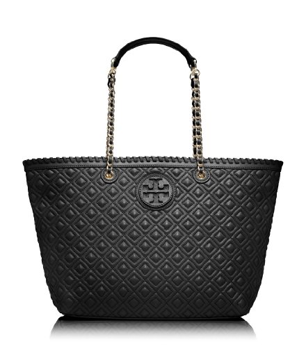 TORY BURCH Marion QUILTED EAST WEST TOTE Black