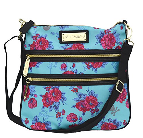 Betsey Johnson Crossbody Bag Handbag Floral Turquoise