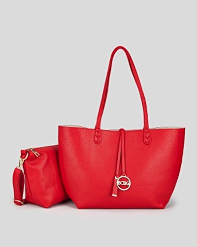 Bcbg Reversible Tote with Matching Convertible Bag Red/off White